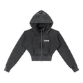 DYS Vintage Washed Cropped Fleece Hoodie, Washed Black, front view