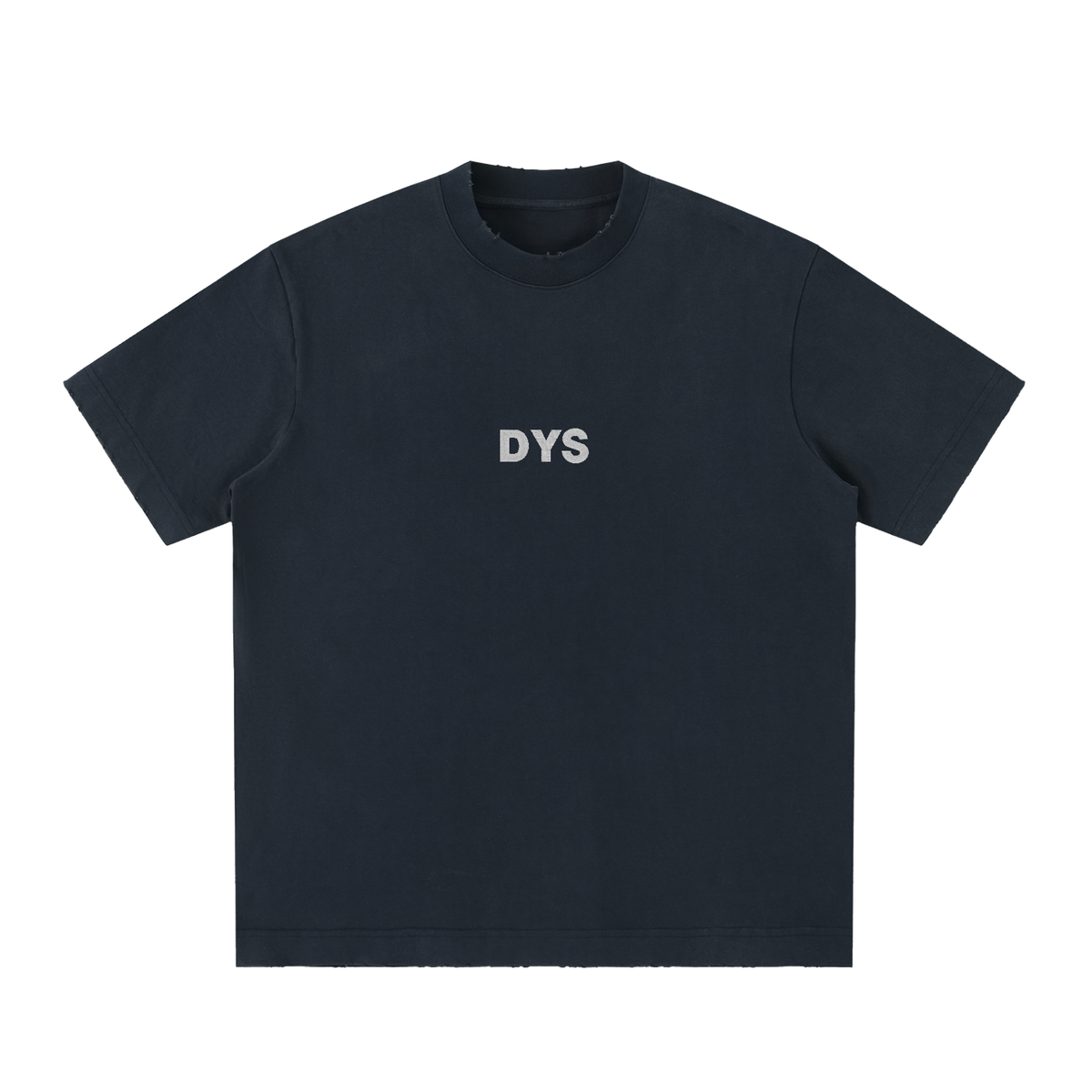 DYS Heavyweight Vintage Washed Frayed T-Shirt, Navy Blue, front view