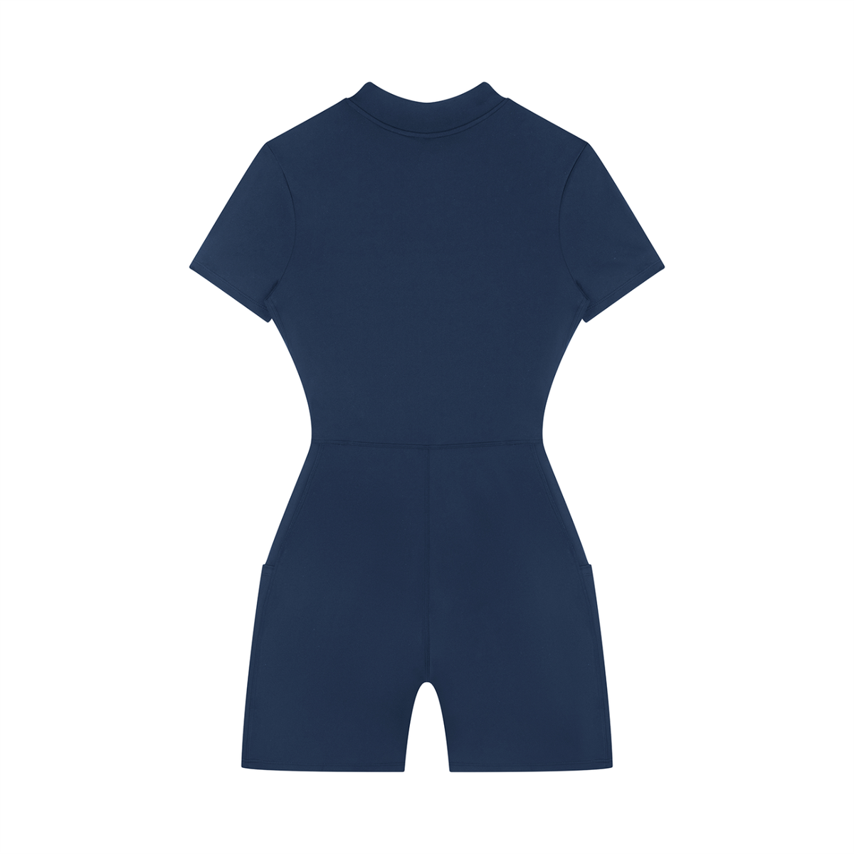DYS Women's Quarter-Zip Short Sleeve Romper, Navy Blue, alternate view