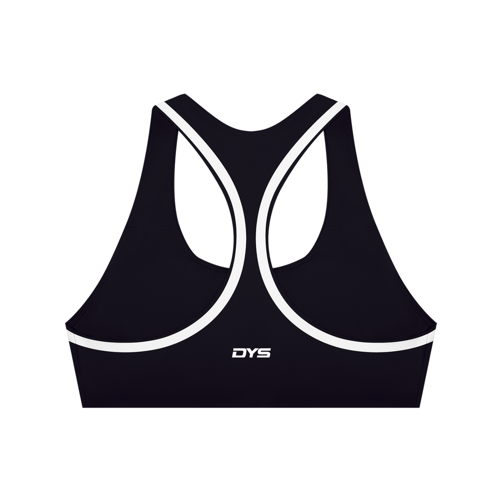 DYS Women's Halter Yoga Sports Bra, Black with White, alternate view