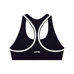 DYS Women's Halter Yoga Sports Bra, Black with White, alternate view