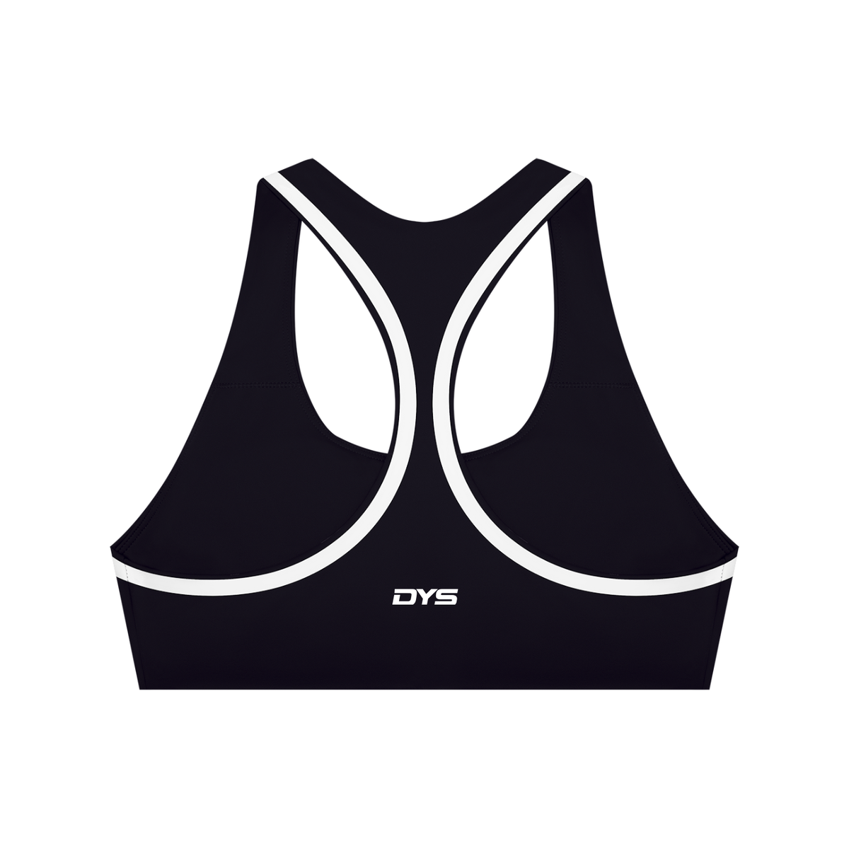 DYS Women's Halter Yoga Sports Bra, Black with White, alternate view