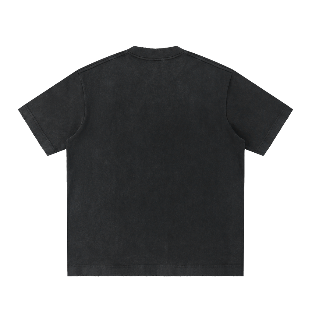 DYS Heavyweight Vintage Washed Frayed T-Shirt, Black, alternate view