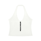 DYS Women's Ruched Halter Yoga Tank Top, White, alternate view