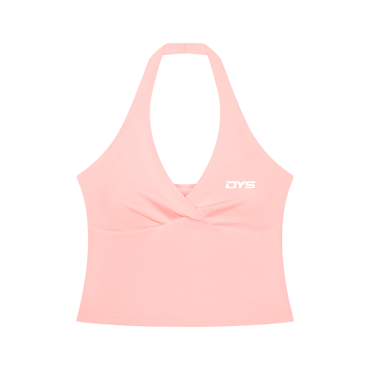 DYS Women's Ruched Halter Yoga Tank Top, Pink, front view