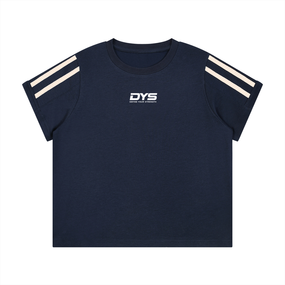 DYS Women's Varsity Stripe T-Shirt, Navy Blue, front view