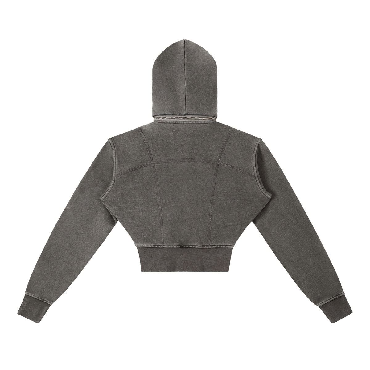 DYS Vintage Washed Cropped Fleece Hoodie, Dark Gray, alternate view