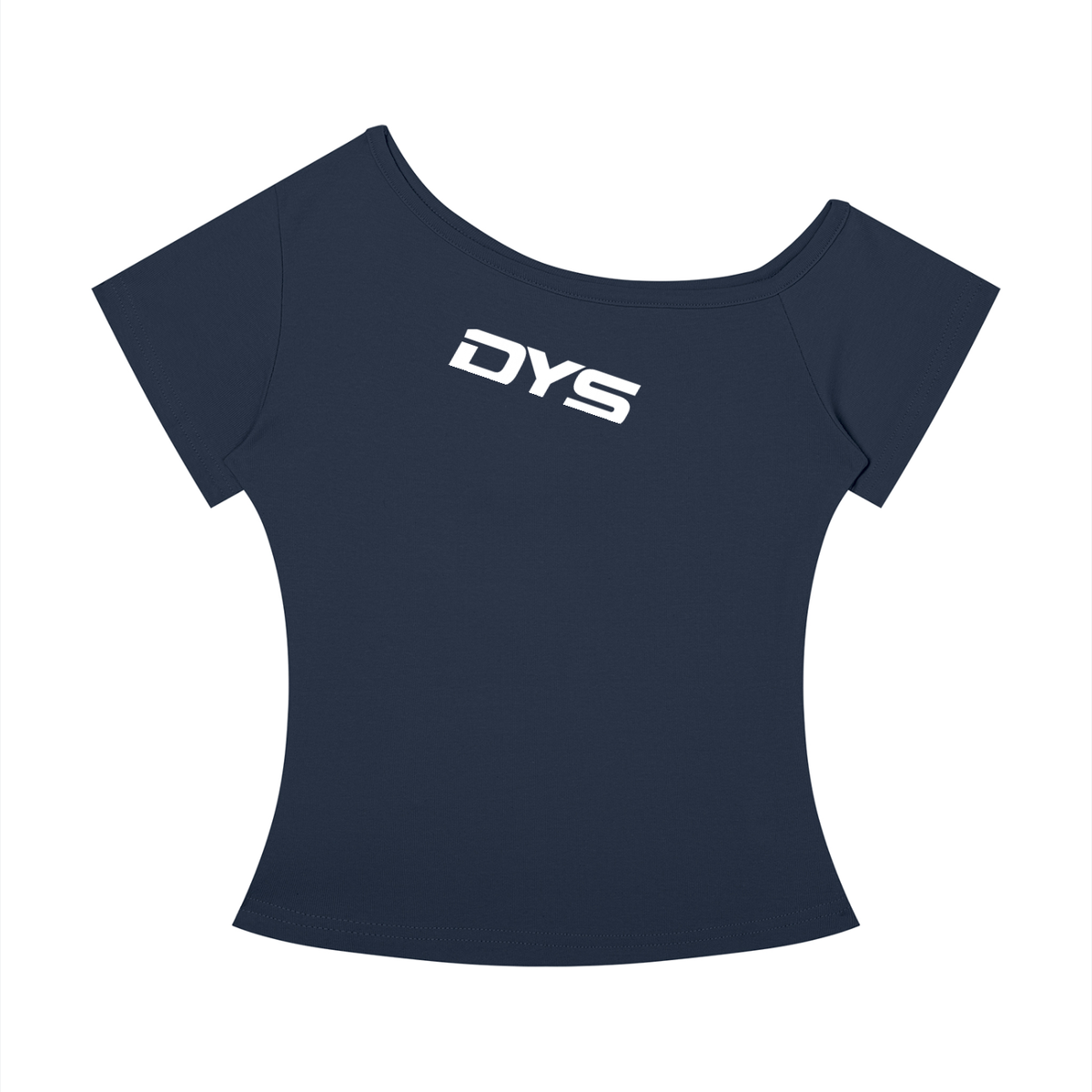DYS Women's Off-the-Shoulder T-Shirt, Navy Blue, front view