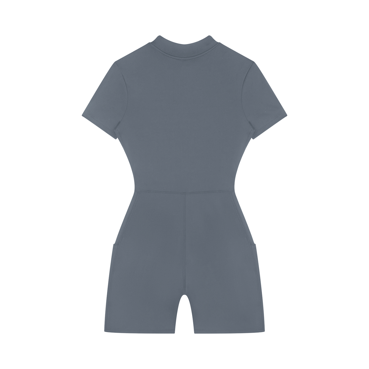 DYS Women's Quarter-Zip Short Sleeve Romper, Gray Blue, alternate view