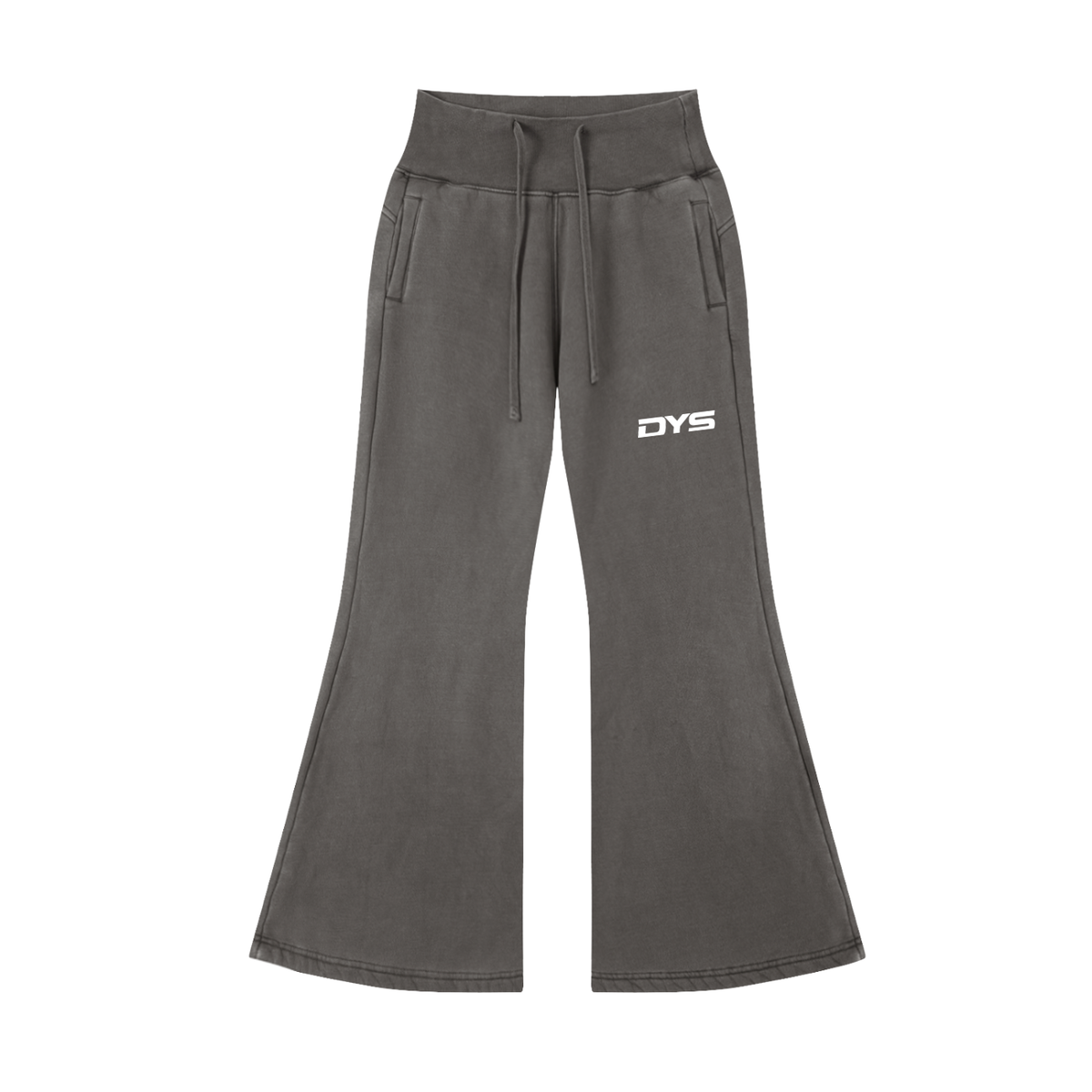 DYS Vintage Washed Flared Fleece Pants, Dark Gray, front view