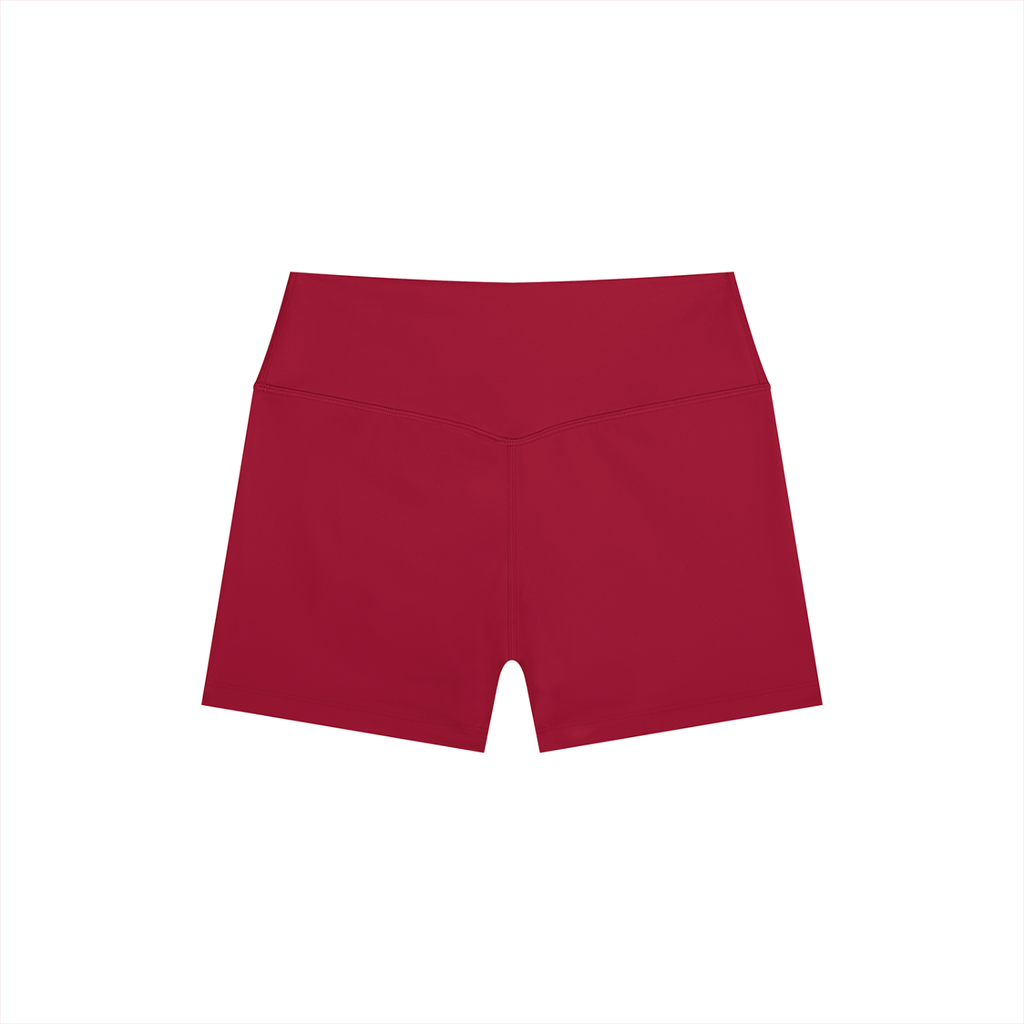 DYS Women's High Rise Yoga Shorts, Red, alternate view
