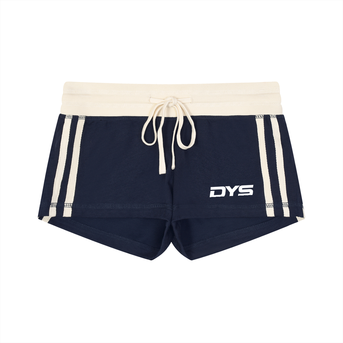DYS Women's Contrast Stripe Track Shorts, Navy Blue, front view
