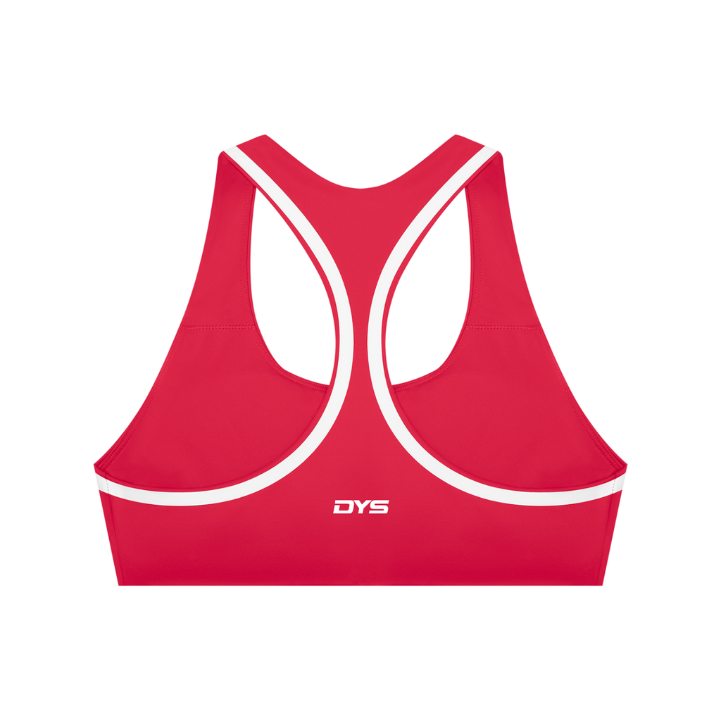 DYS Women's Halter Yoga Sports Bra, Red with White, alternate view