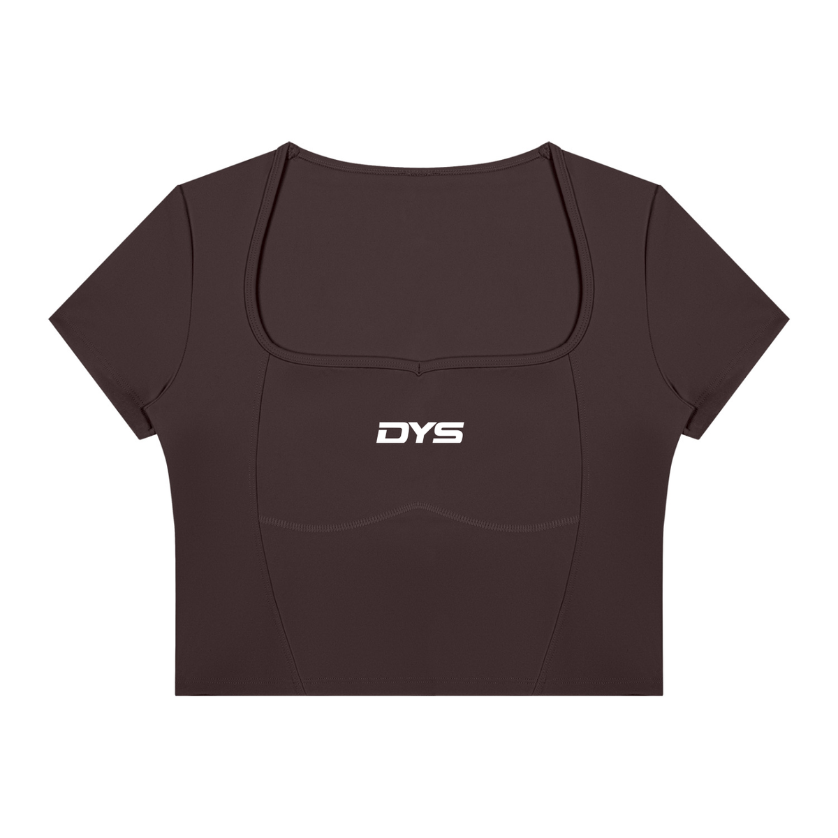 DYS Women's Topstitch Yoga T-Shirt, Brown, front view