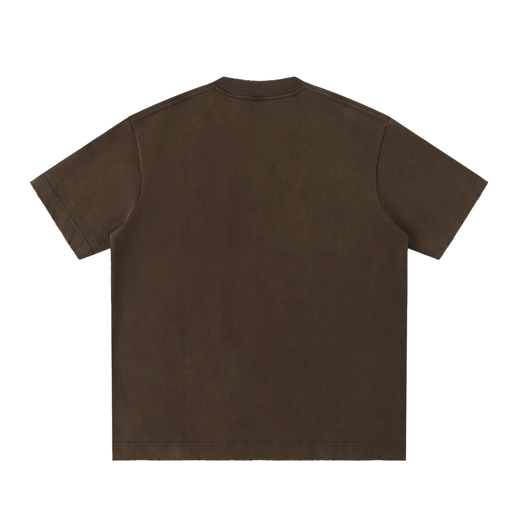 DYS Heavyweight Vintage Washed Frayed T-Shirt, Coffee, alternate view