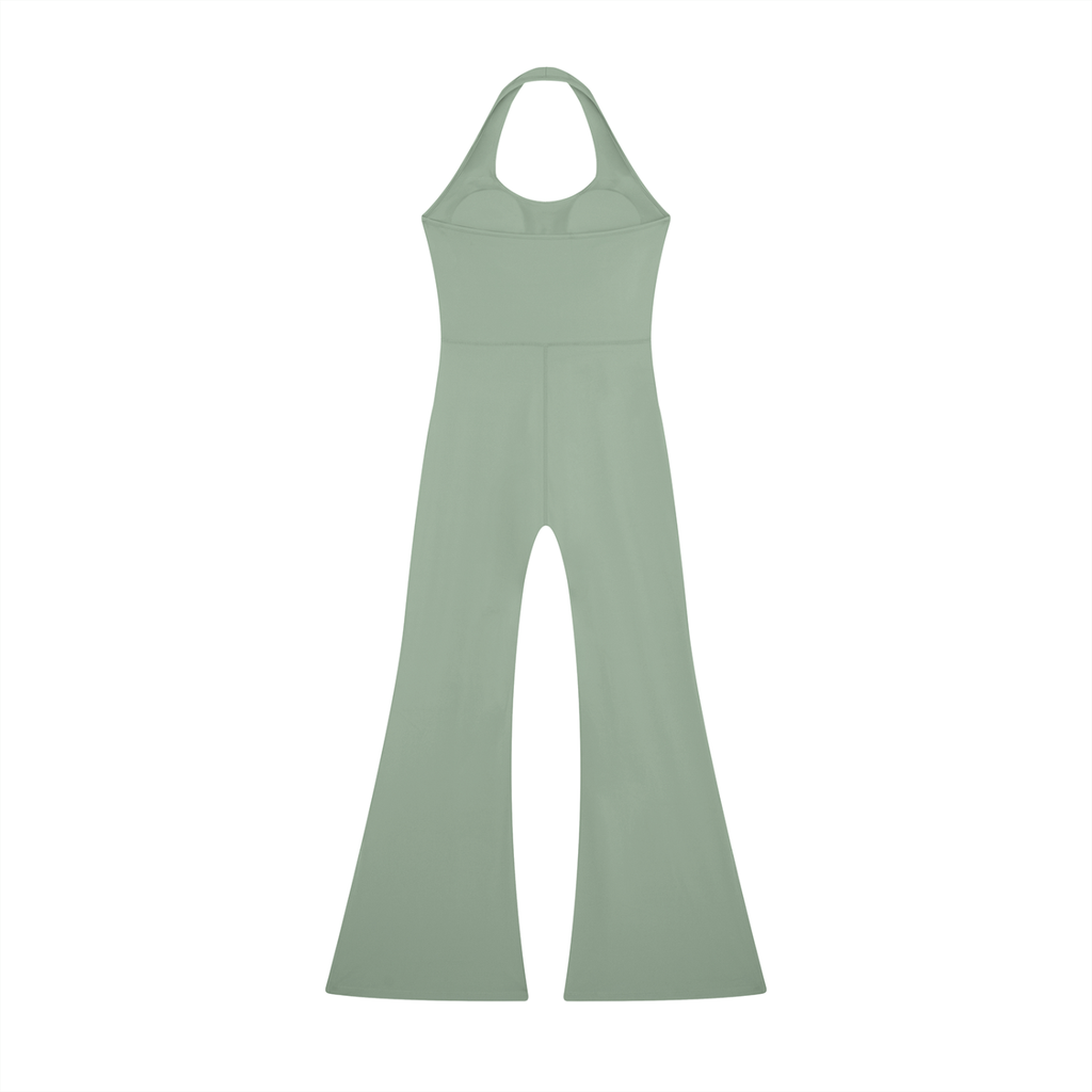 DYS Women's Halter Flared Jumpsuit, Gray Green, alternate view