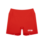 DYS Women's High Waisted Yoga Biker Shorts, Red, front view