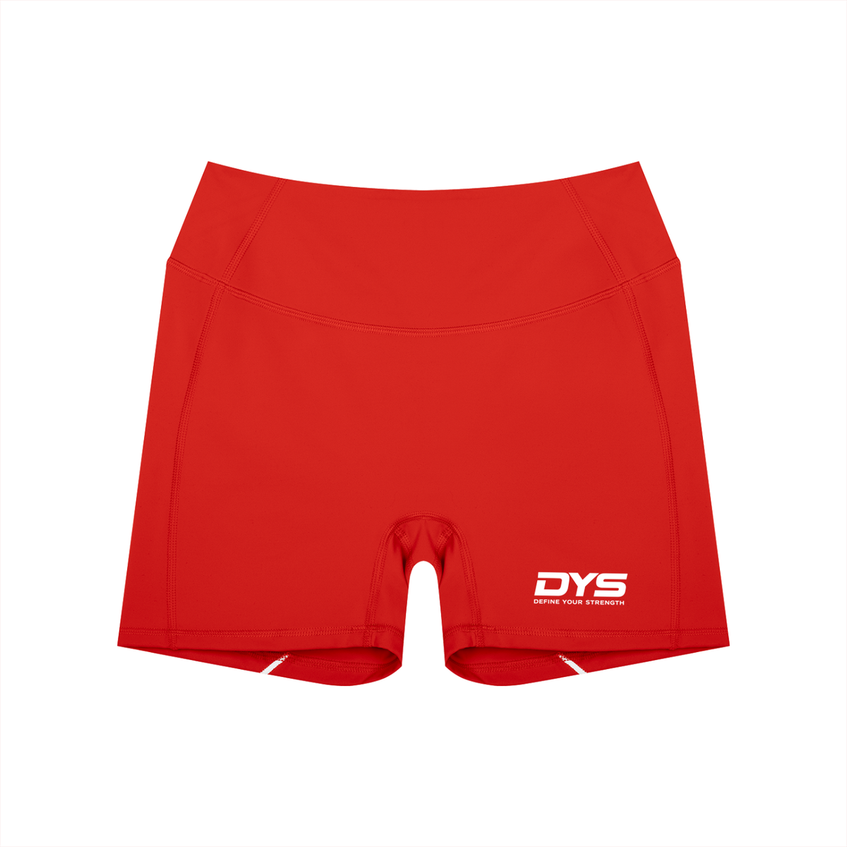 DYS Women's High Waisted Yoga Biker Shorts, Red, front view