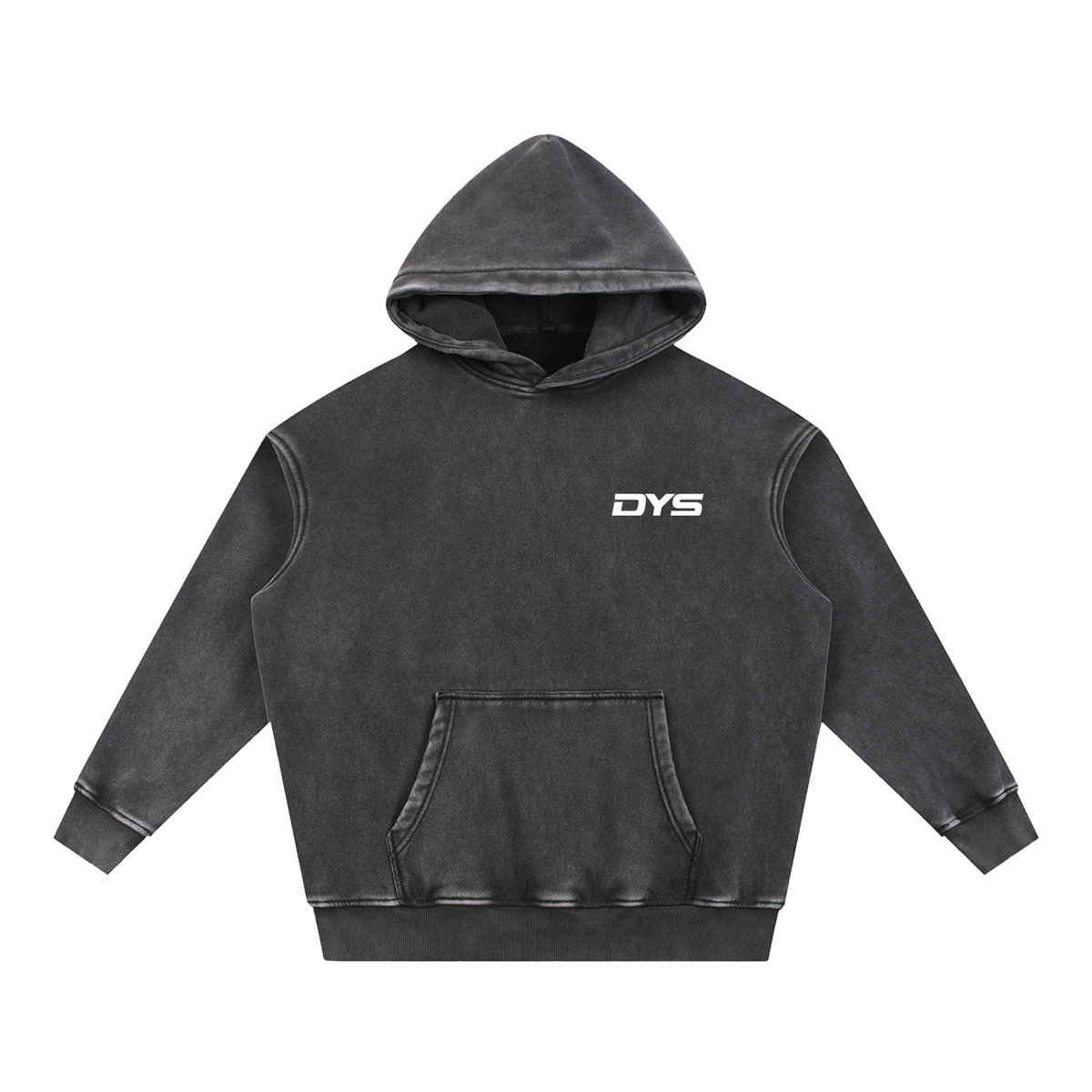DYS Snow Wash Fleece Oversize Hoodie, Black, front view
