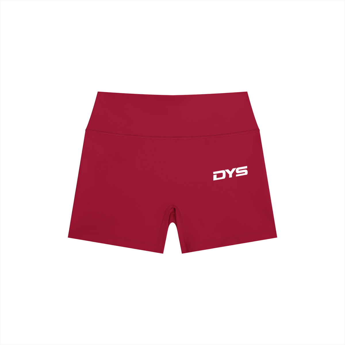 DYS Women's High Rise Yoga Shorts, Red, front view