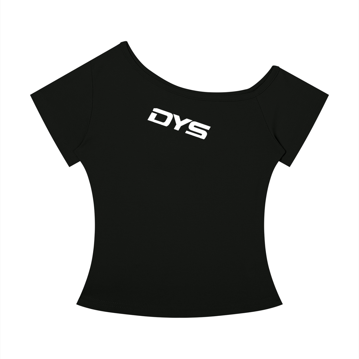 DYS Women's Off-the-Shoulder T-Shirt, Black, front view