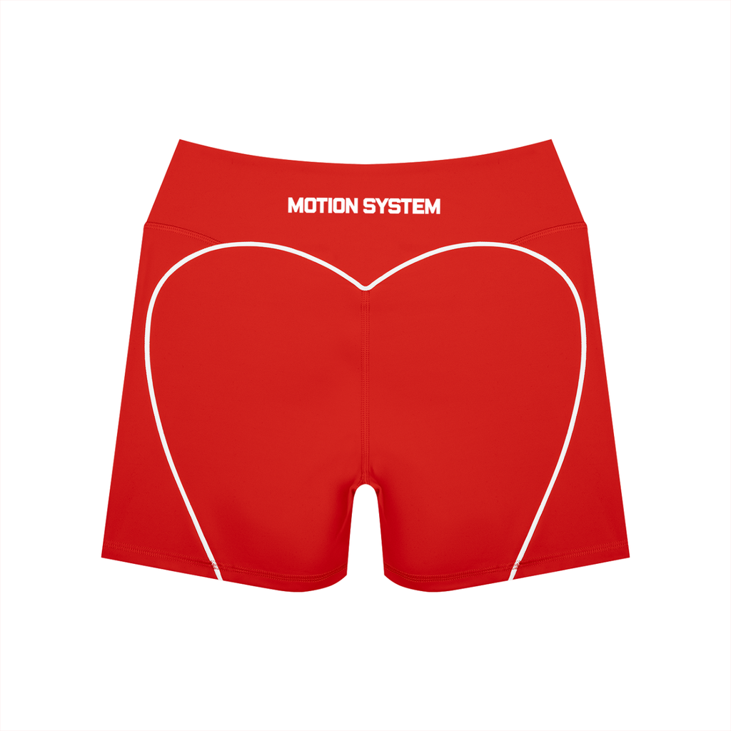 DYS Women's High Waisted Yoga Biker Shorts, Red, alternate view