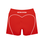 DYS Women's High Waisted Yoga Biker Shorts, Red, alternate view