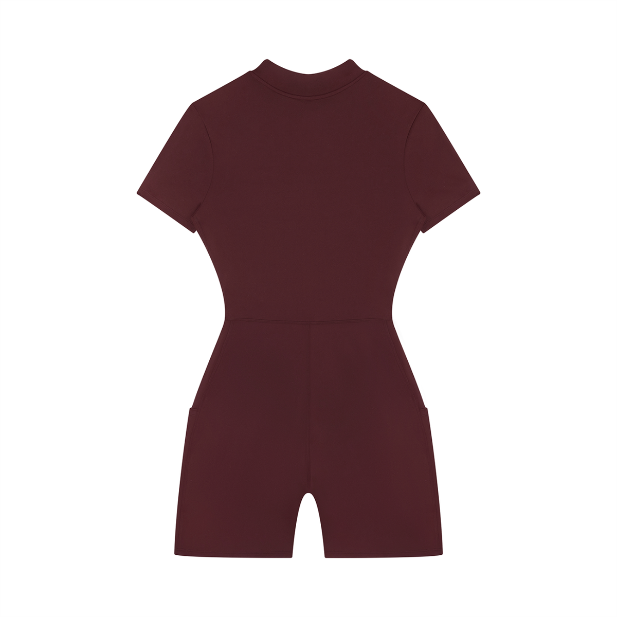 DYS Women's Quarter-Zip Short Sleeve Romper, Wine Red, alternate view