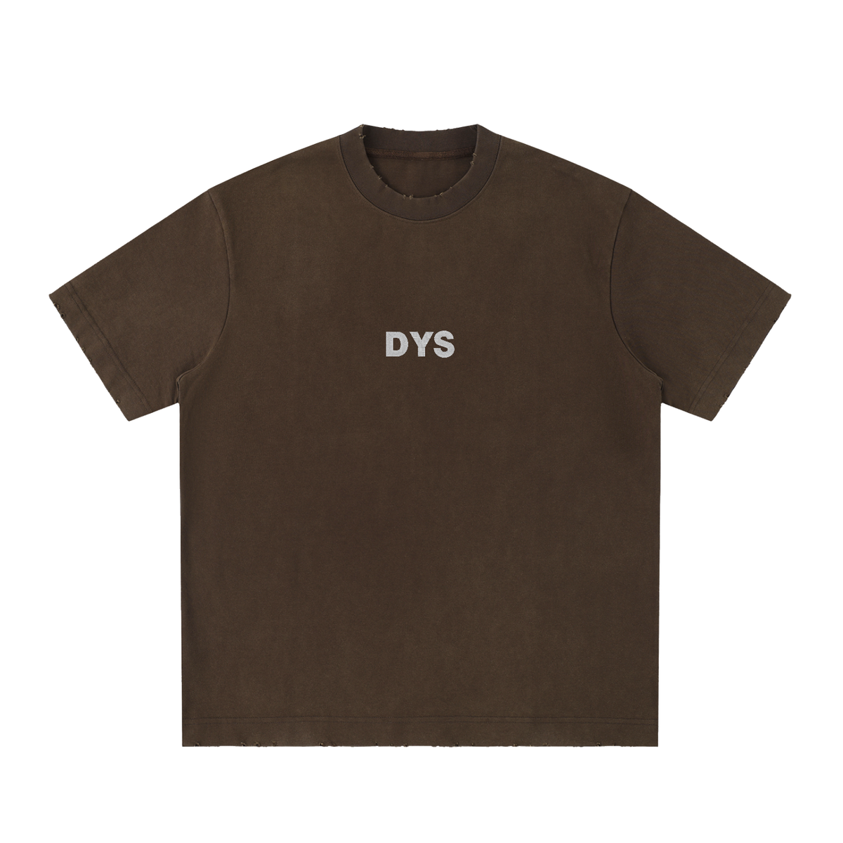 DYS Heavyweight Vintage Washed Frayed T-Shirt, Coffee, front view
