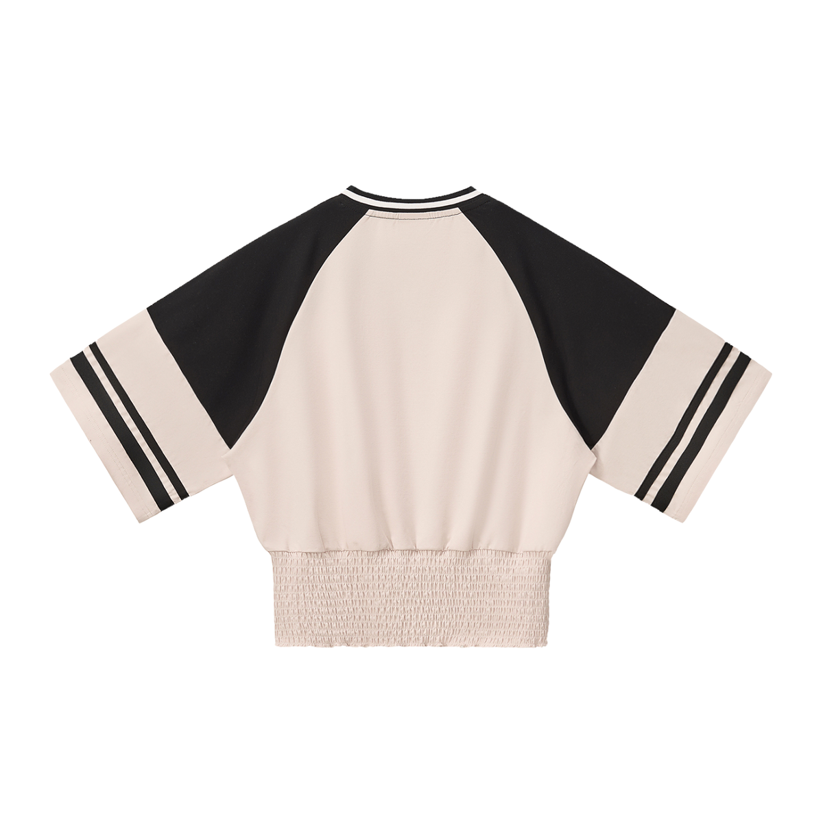 DYS Women's Color Block Ruched T-Shirt, Apricot with Black, alternate view