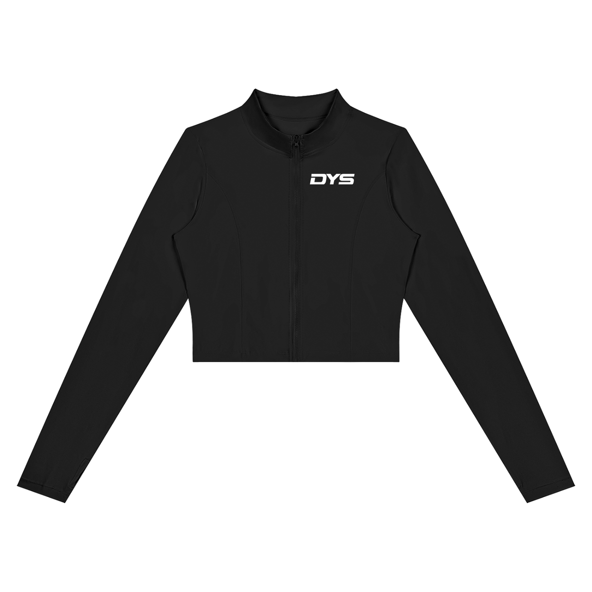 DYS Women's Crop Yoga Sports Jacket, Black, front view