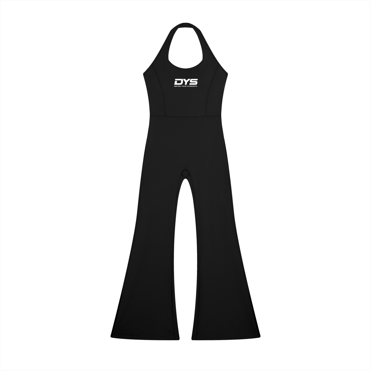 DYS Women's Halter Flared Jumpsuit, Black, front view