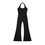 DYS Women's Halter Flared Jumpsuit, Black, alternate view