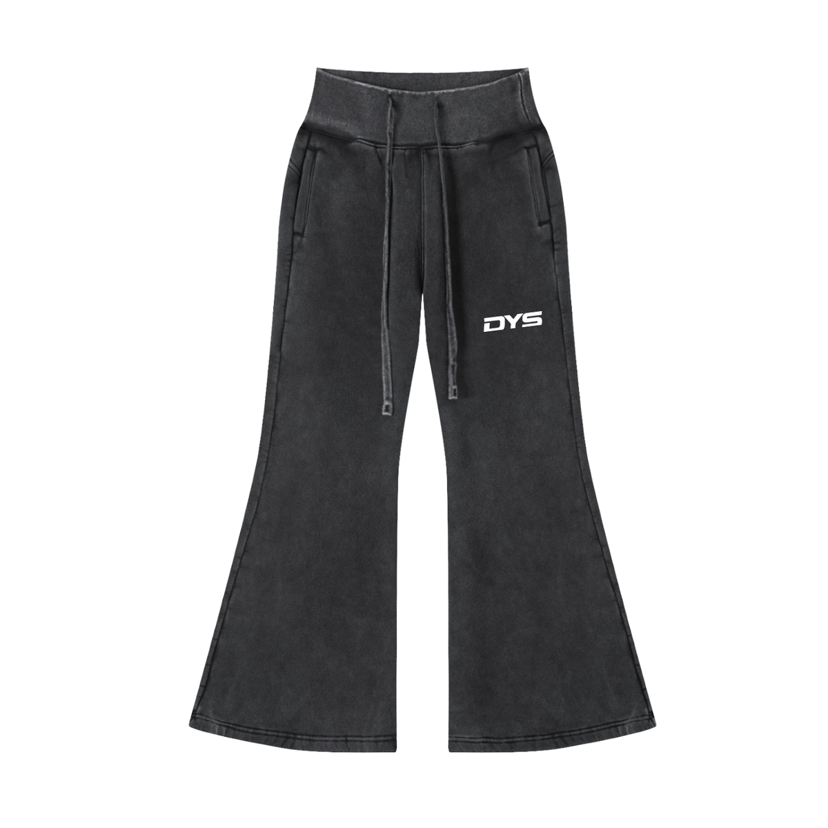 DYS Vintage Washed Flared Fleece Pants, Washed Black, front view