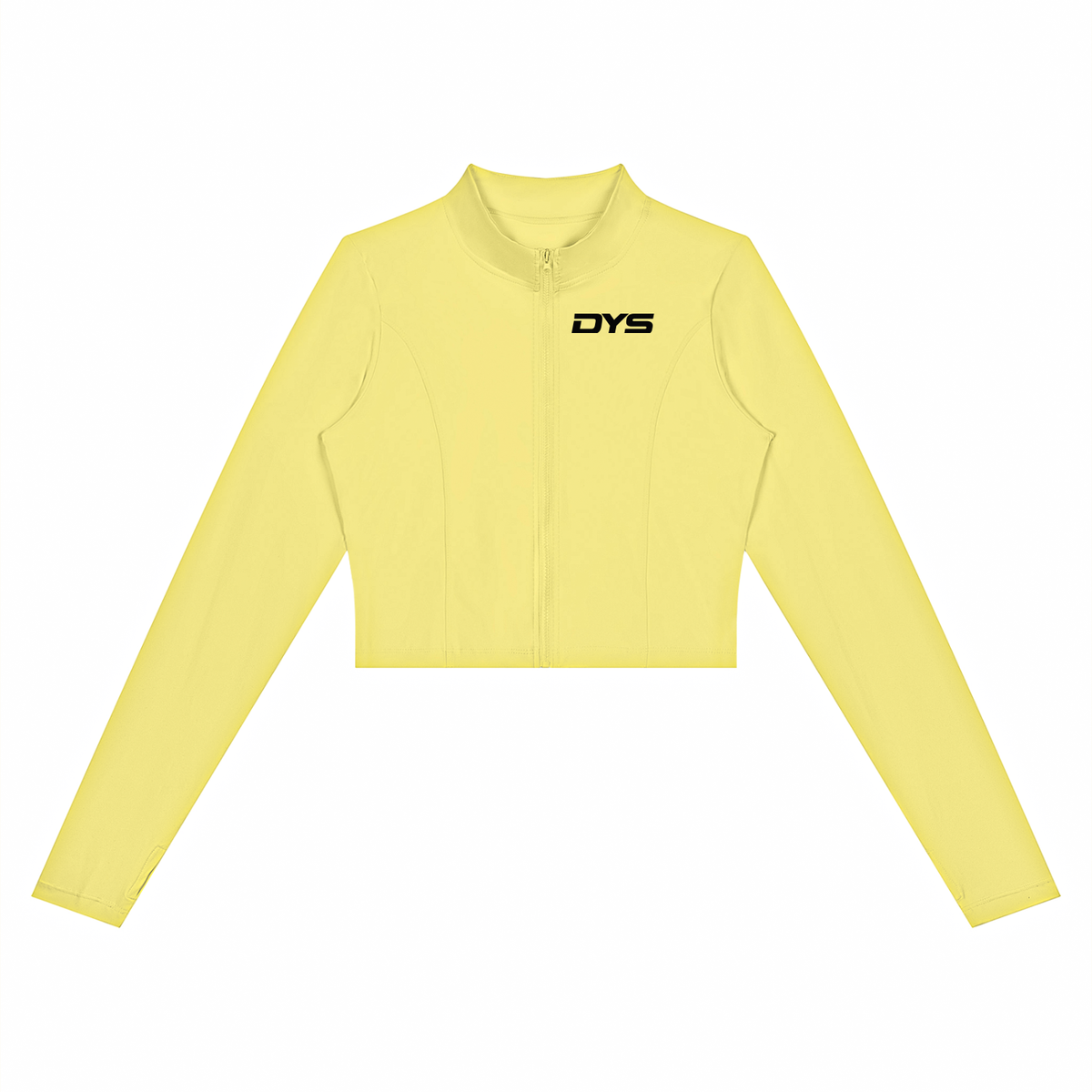 DYS Women's Crop Yoga Sports Jacket, Yellow, front view