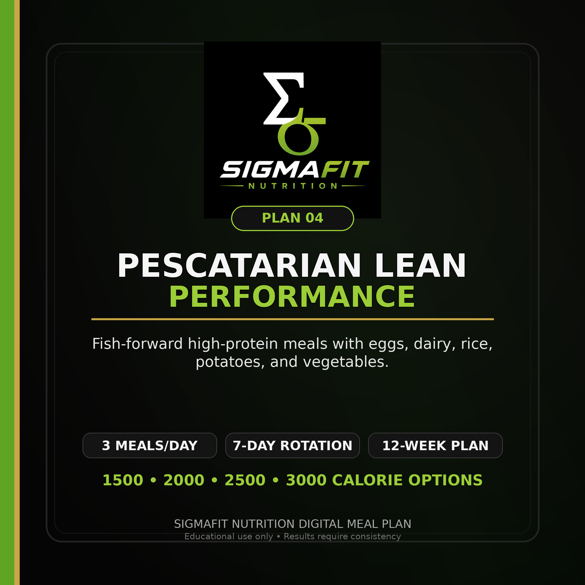SigmaFit Pescatarian Lean Performance Meal Plan