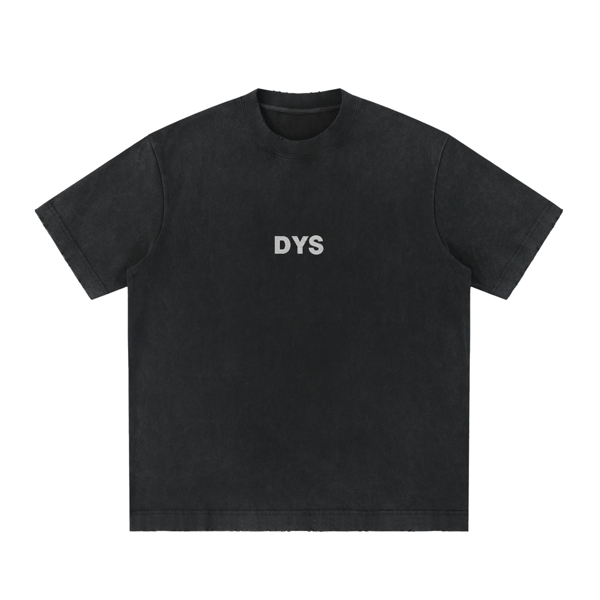 DYS Heavyweight Vintage Washed Frayed T-Shirt, Black, front view