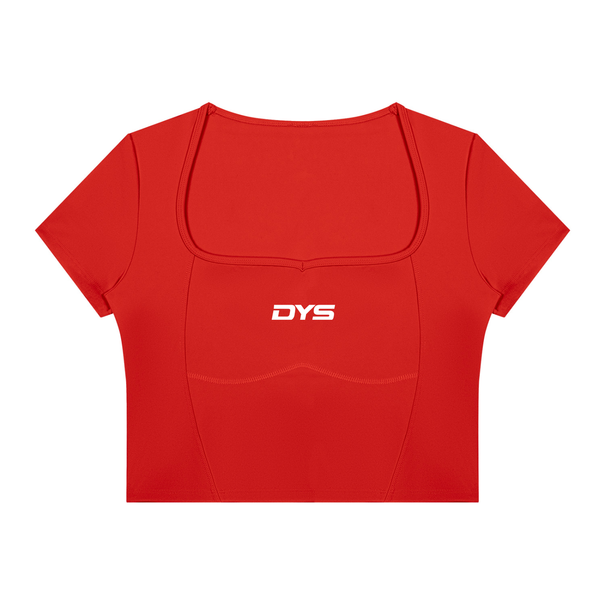 DYS Women's Topstitch Yoga T-Shirt, Red, front view