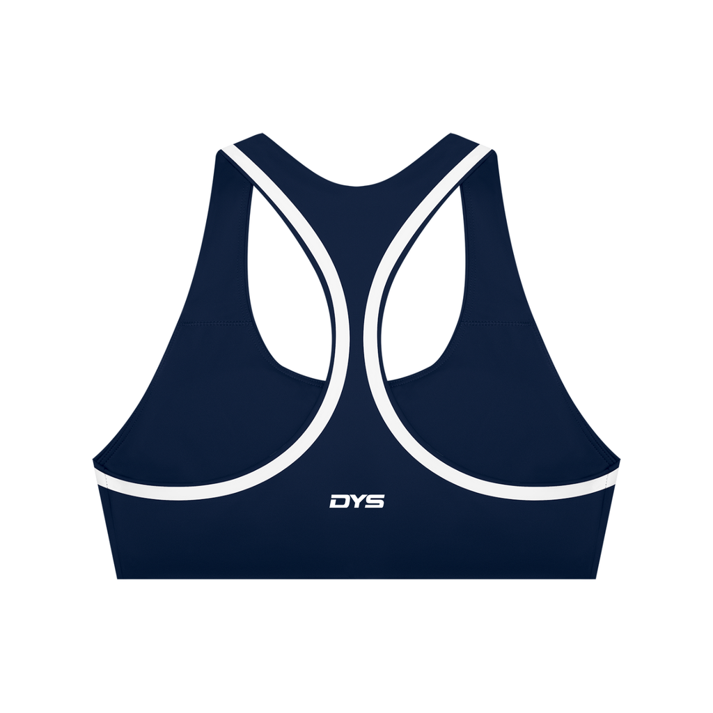 DYS Women's Halter Yoga Sports Bra, Navy Blue with White, alternate view
