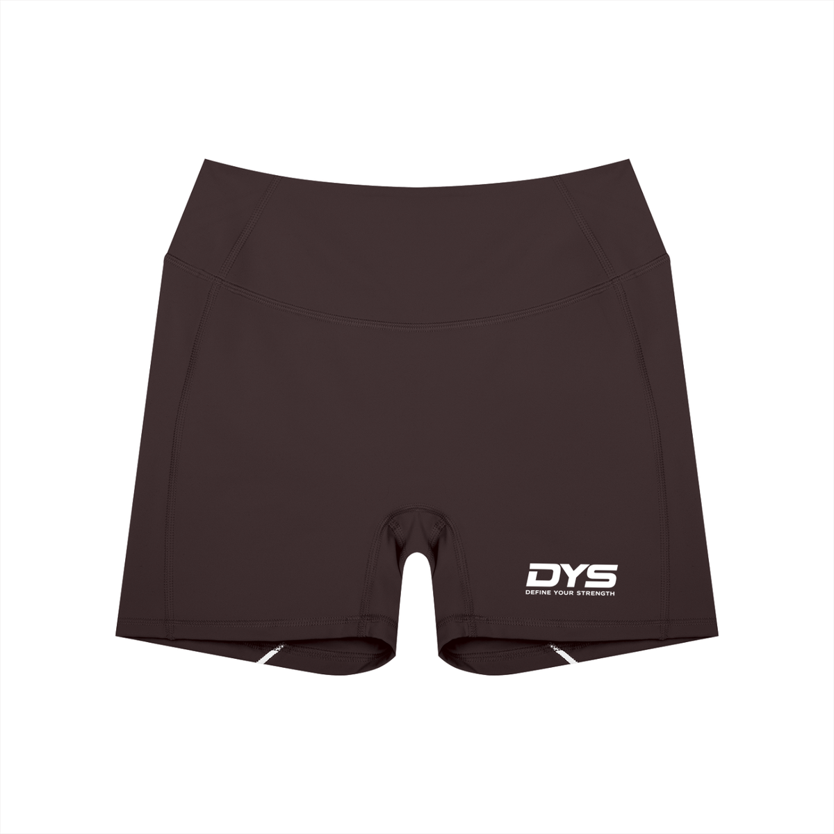 DYS Women's High Waisted Yoga Biker Shorts, Brown, front view