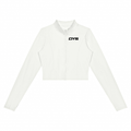 DYS Women's Crop Yoga Sports Jacket, White, front view