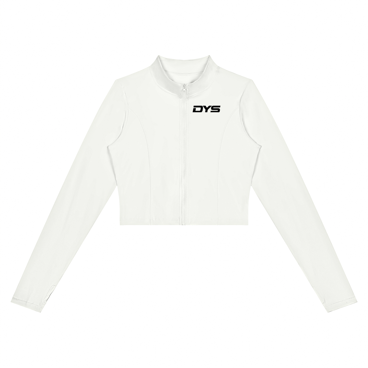 DYS Women's Crop Yoga Sports Jacket, White, front view