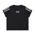 DYS Women's Varsity Stripe T-Shirt, Black, front view