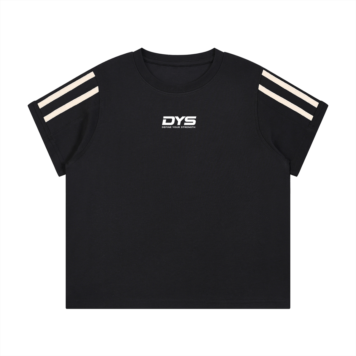 DYS Women's Varsity Stripe T-Shirt, Black, front view