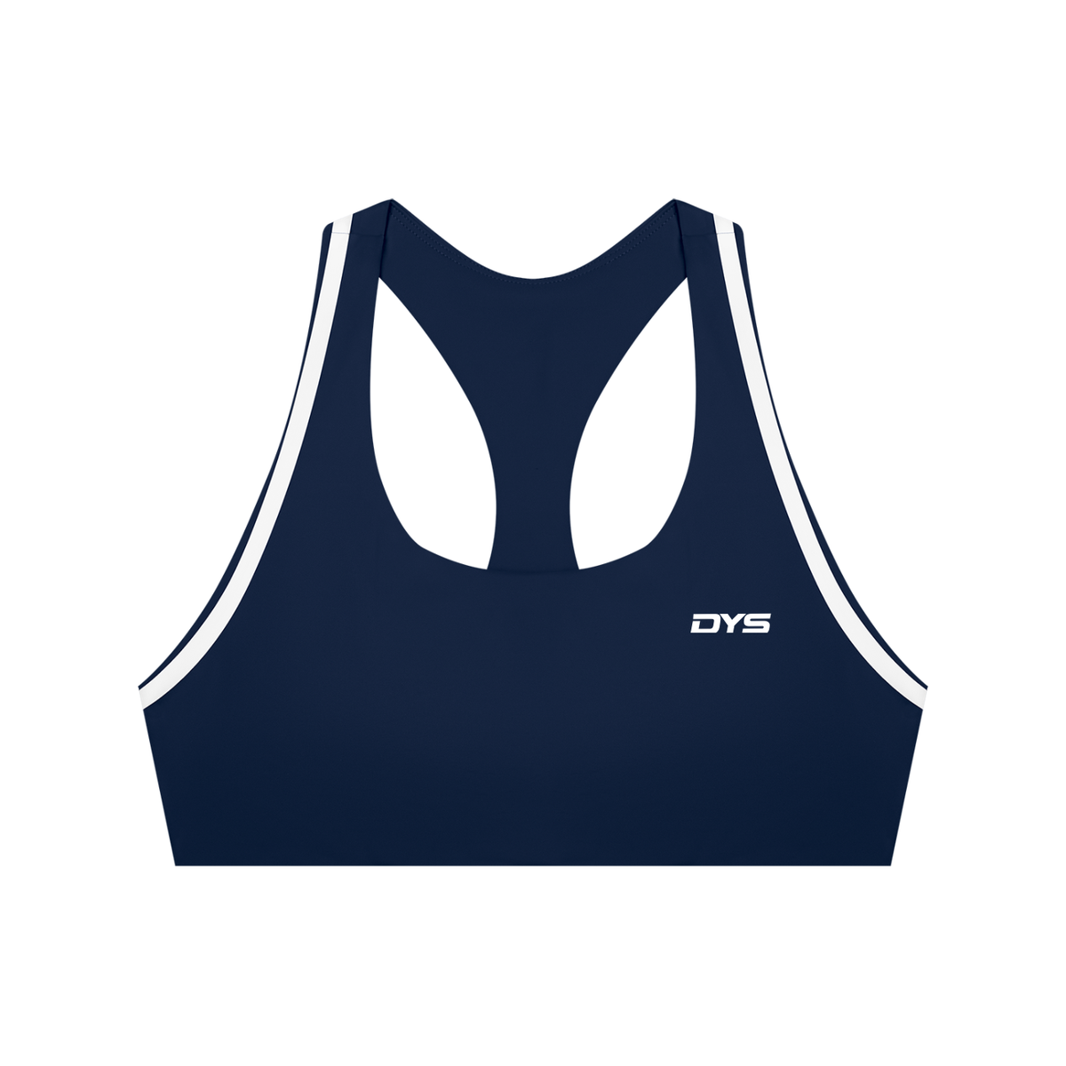 DYS Women's Halter Yoga Sports Bra, Navy Blue with White, front view