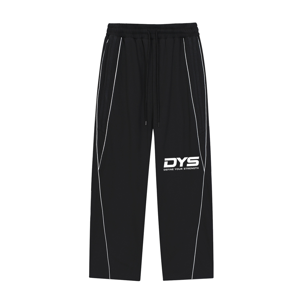 DYS Reflective Striped Straight-Leg Sweatpants, Black, front view