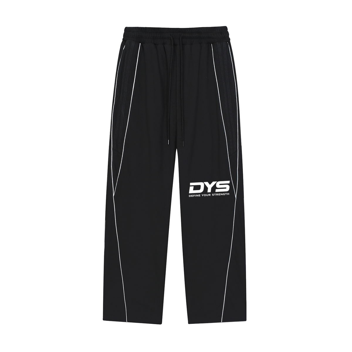 DYS Reflective Striped Straight-Leg Sweatpants, Black, front view