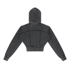 DYS Vintage Washed Cropped Fleece Hoodie, Washed Black, alternate view