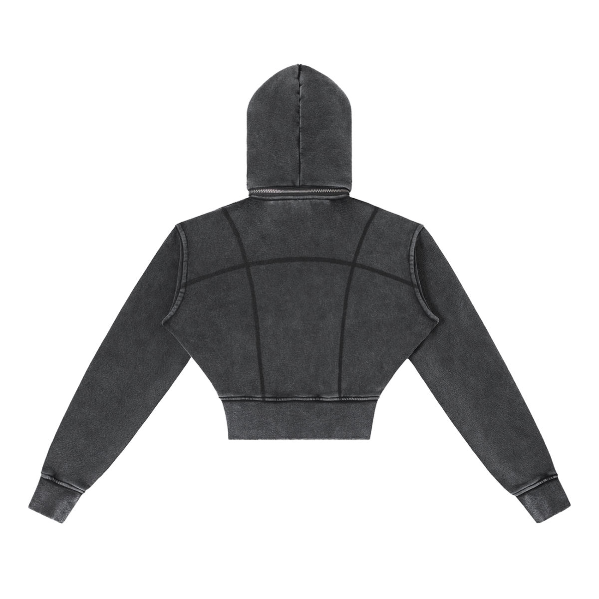 DYS Vintage Washed Cropped Fleece Hoodie, Washed Black, alternate view