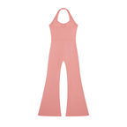 DYS Women's Halter Flared Jumpsuit, Pink, alternate view